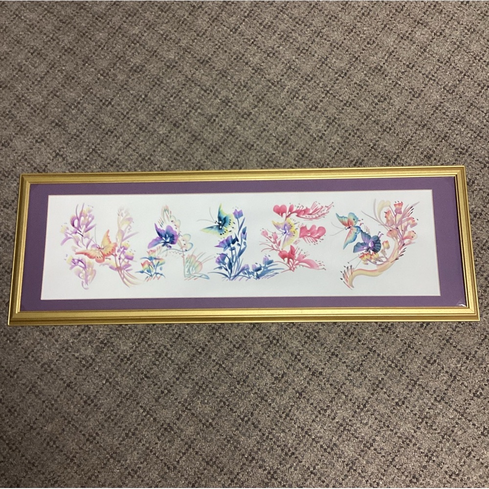 Hand painted Customized “Haley” Floral Butterfly Name Artwork